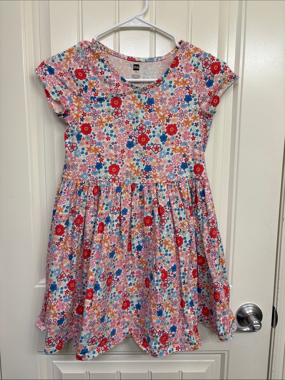 Tea Girls Floral Cap Sleeve Dress - Pink Multi